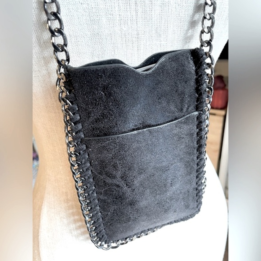 Faux leather & chain mini crossbody purse/phone holder